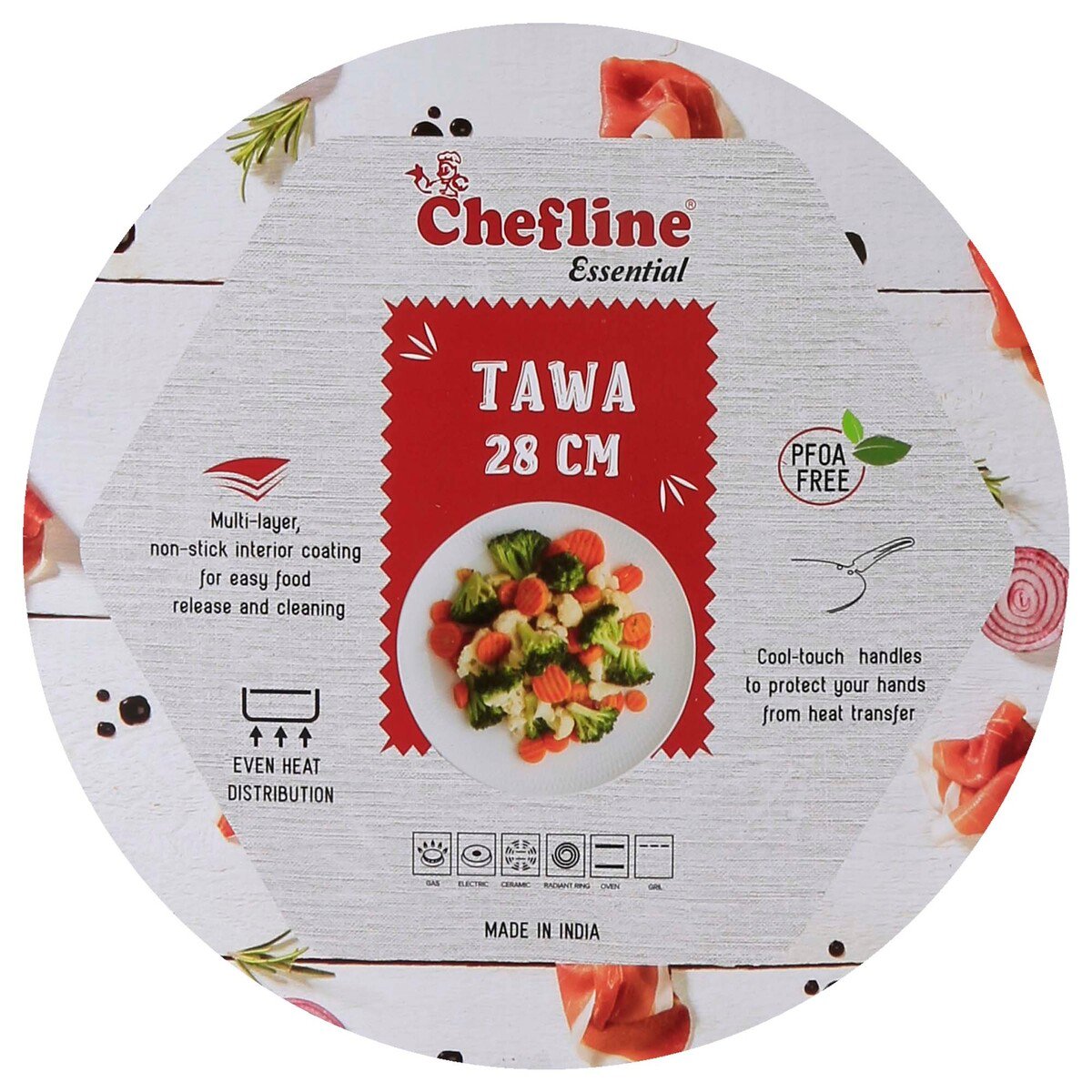 Chefline Non-Stick Flat Tawa, 28 cm, ESNLINDFT28