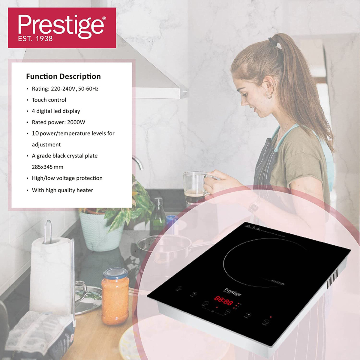 Prestige Dual Purpose Induction Cooker, 2000 W, Black, ‎PR-81522