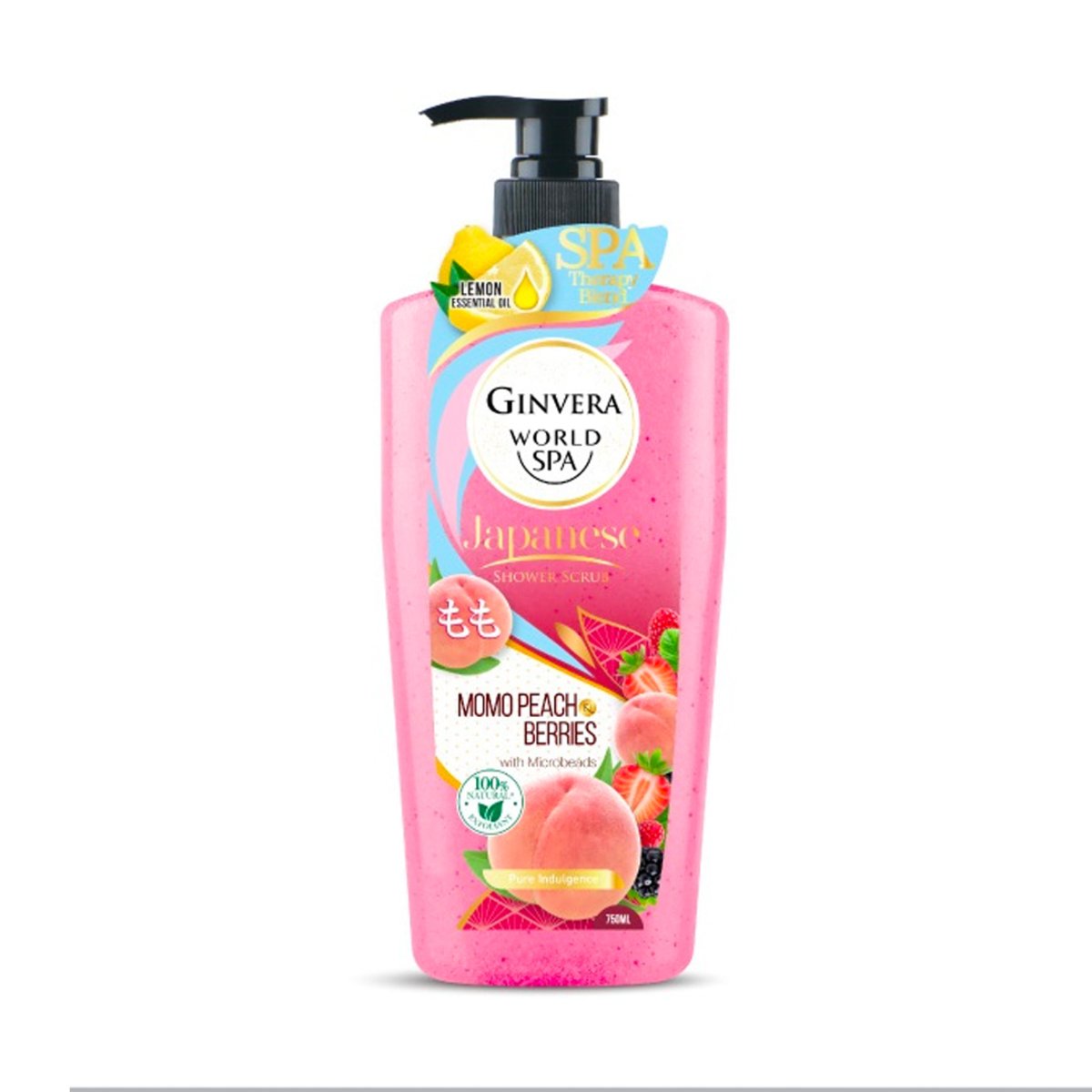 Ginvera Japanese Shower Scrub Momo Peach Berries 750ml