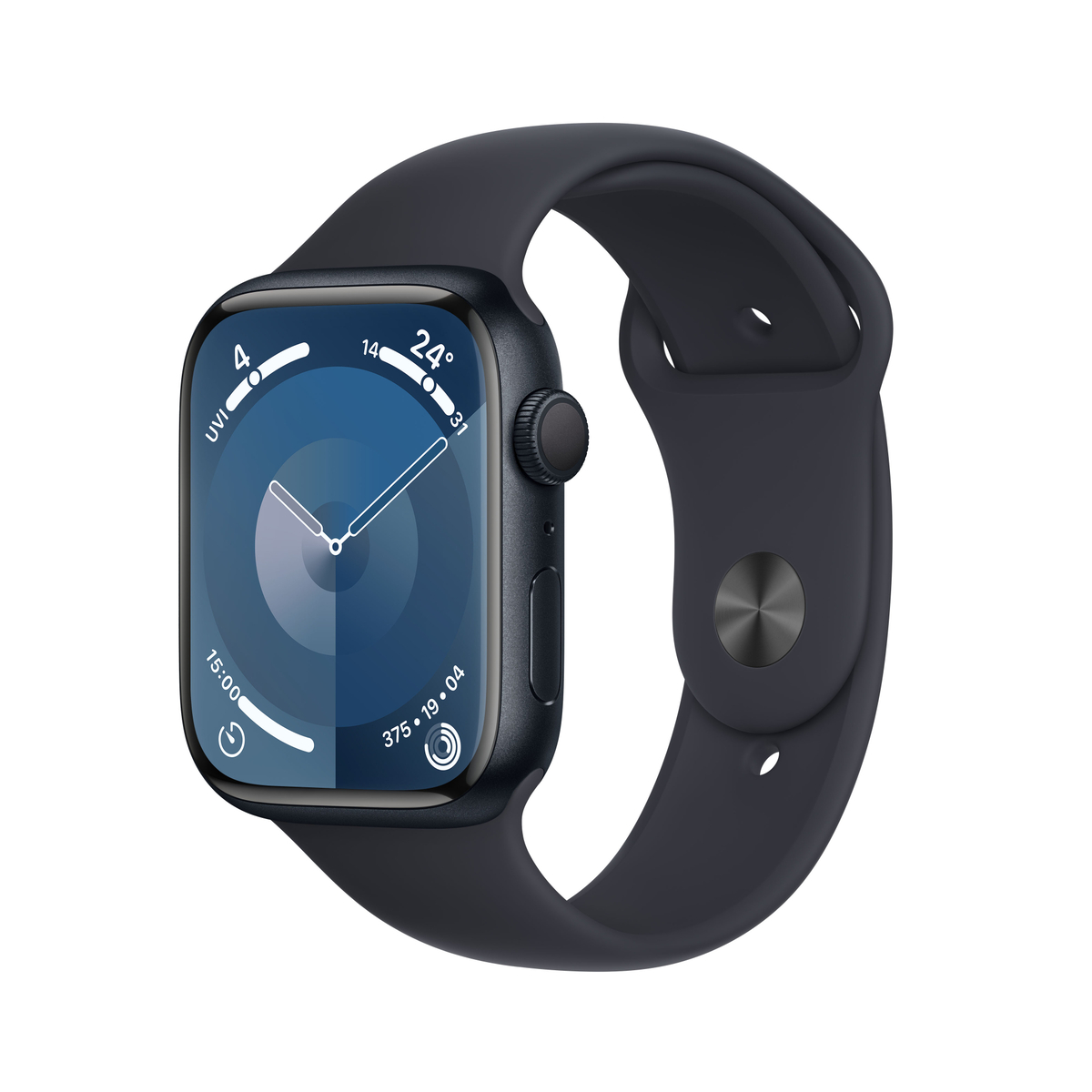 Apple Watch Series 9 GPS, Midnight Aluminium Case with Midnight Sport Band, 41 mm, S/M, MR8W3QA/A