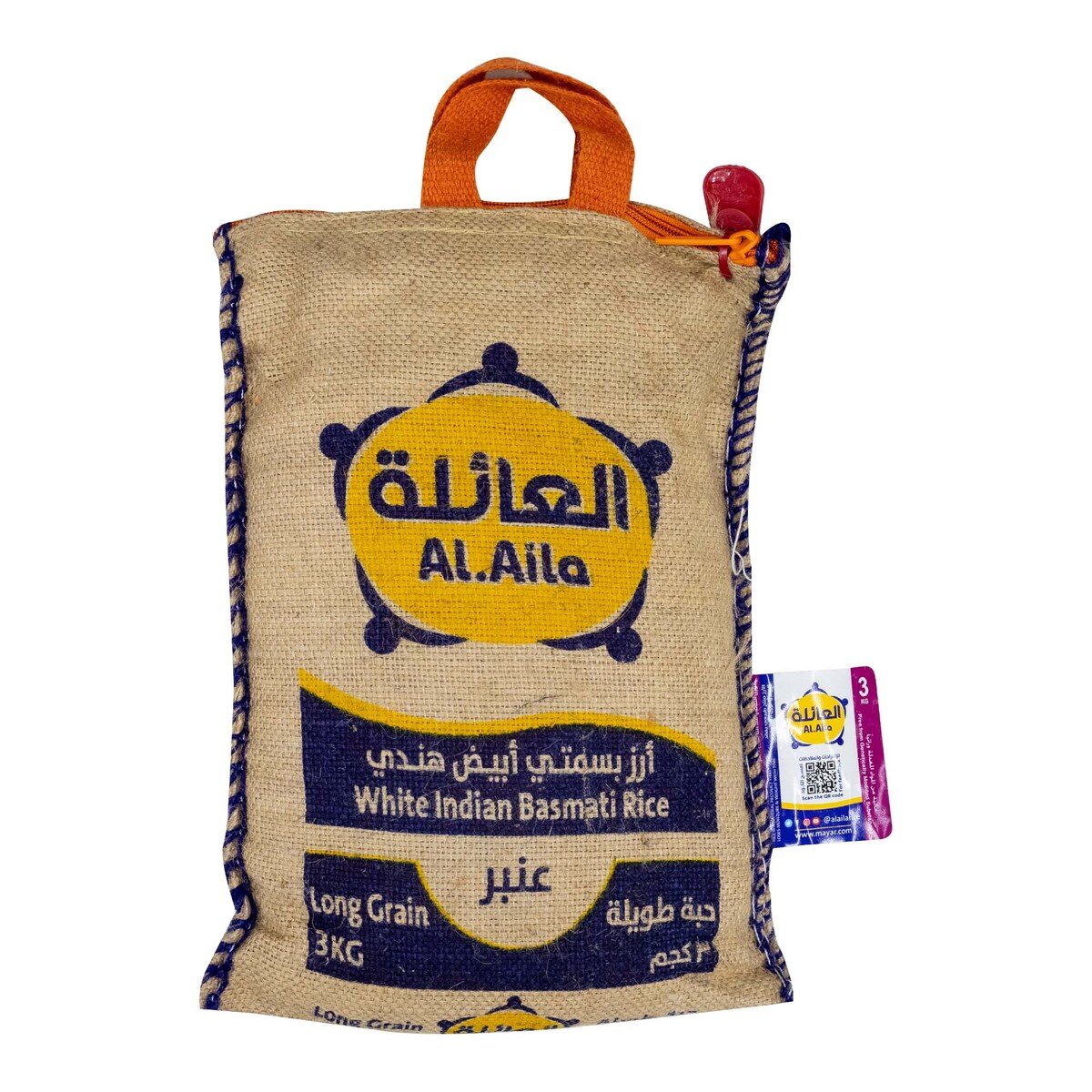 اشتري قم بشراء Al Aila Long Grain White Indian Basmati Rice 3 kg Online at Best Price من الموقع - من لولو هايبر ماركت  بسمتي في السعودية