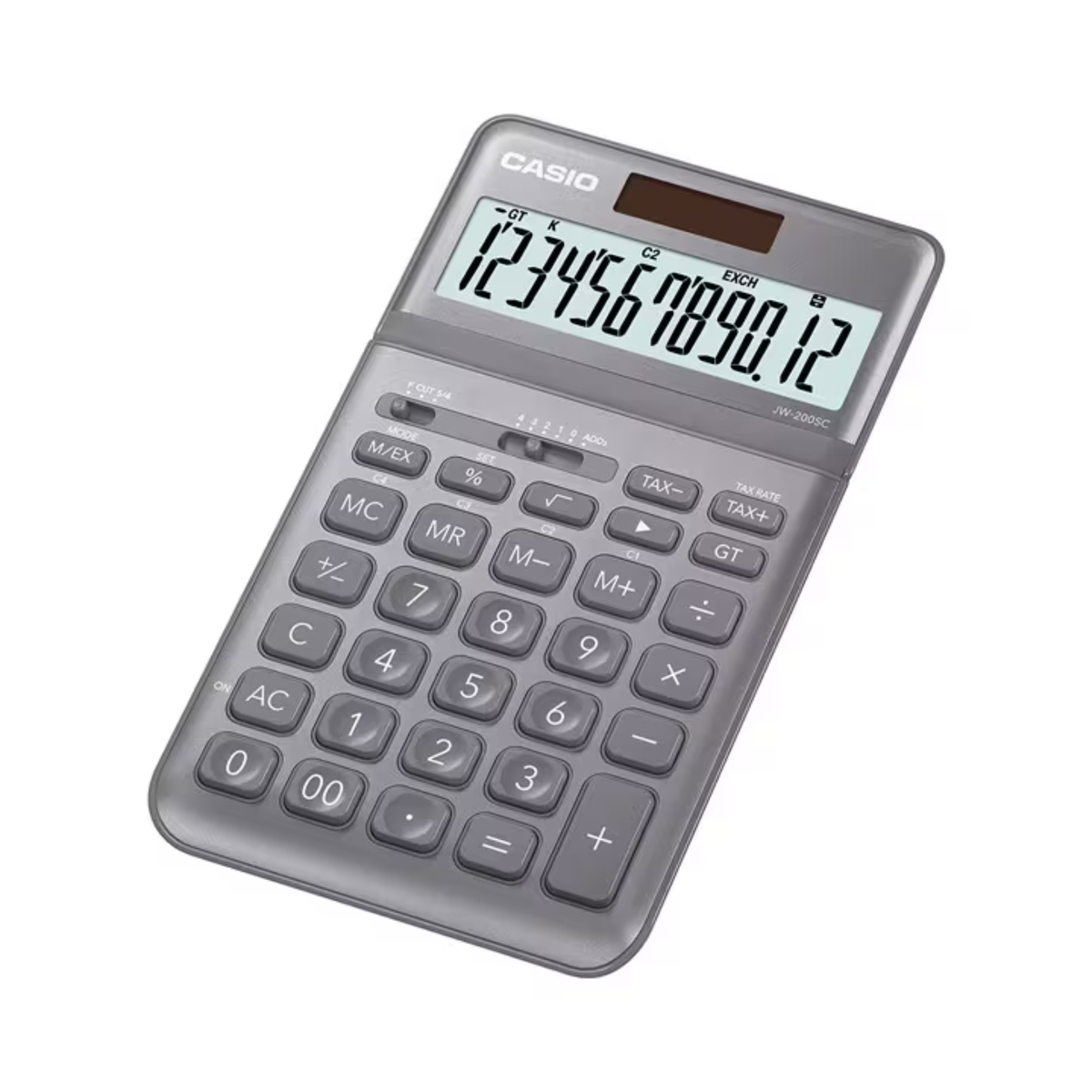 Casio Compact Desk Type 12 Digit Calculator, Grey, JW-200SC-GY
