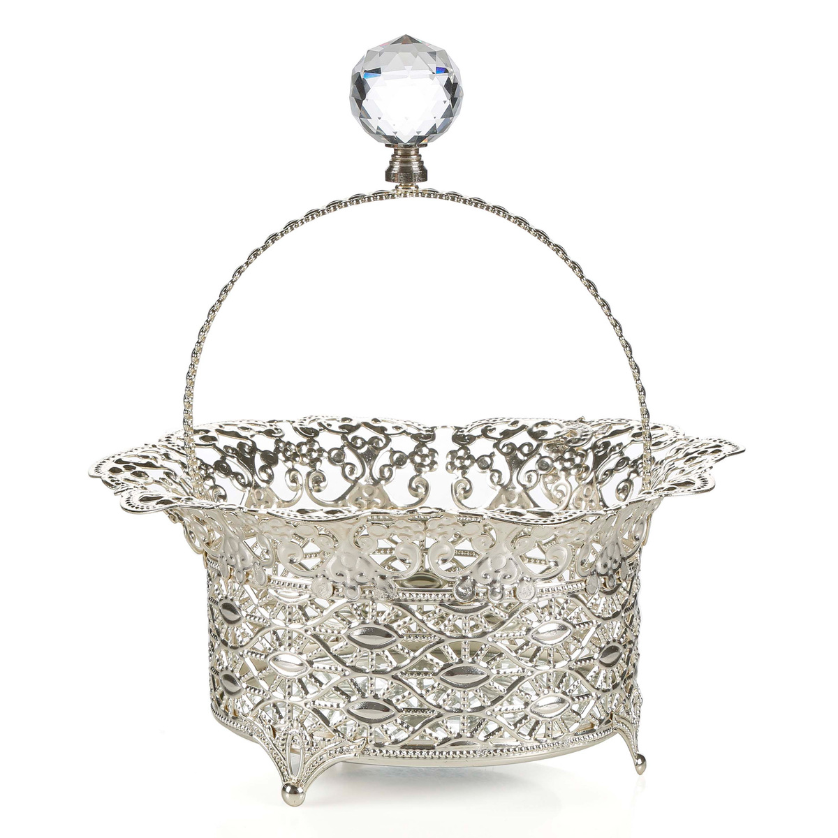 Helvacioglu Steel with Silver Plated & Glass Decorative Round Bowl, HEL12