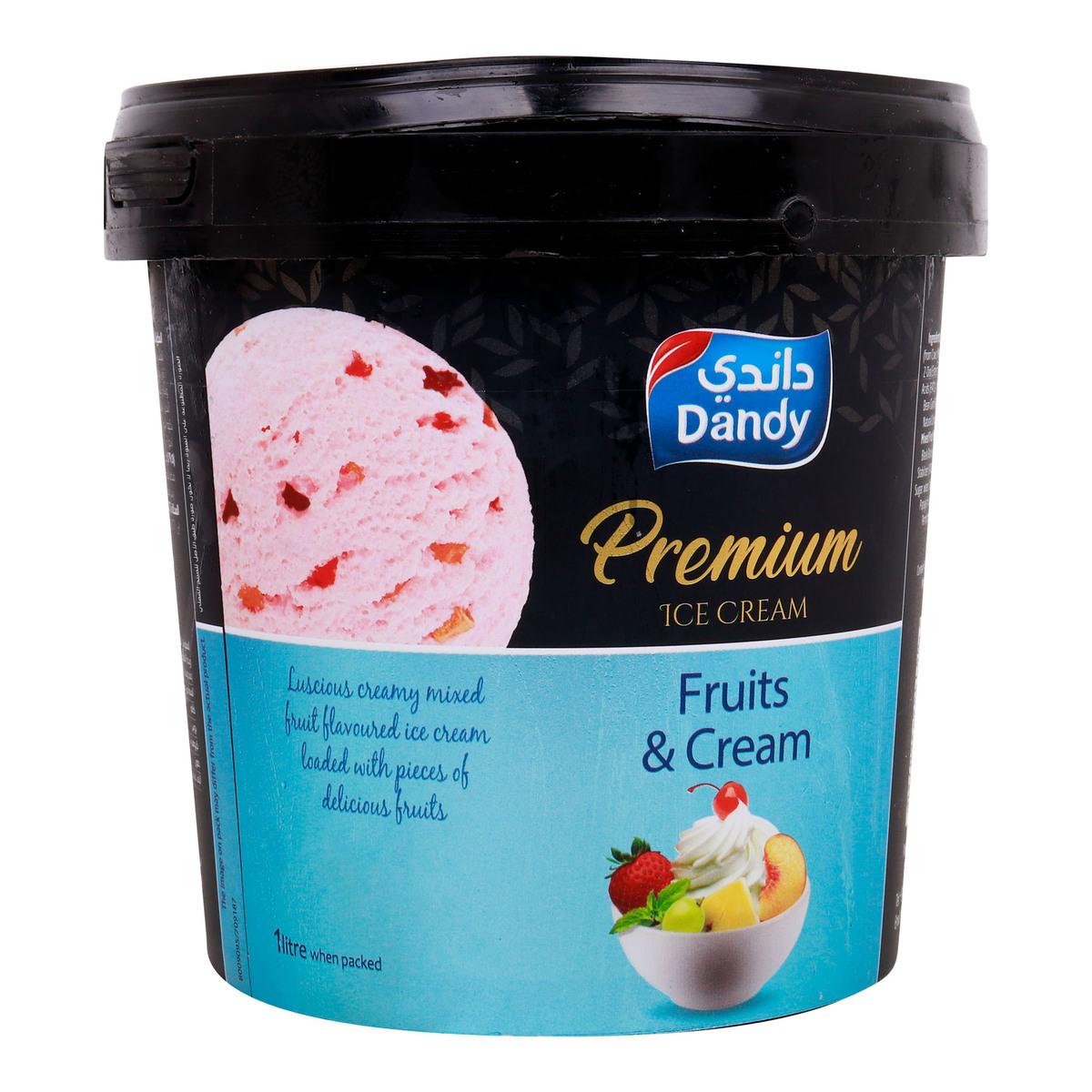 Dandy Premium Fruits & Cream Ice Cream, 1 Litre