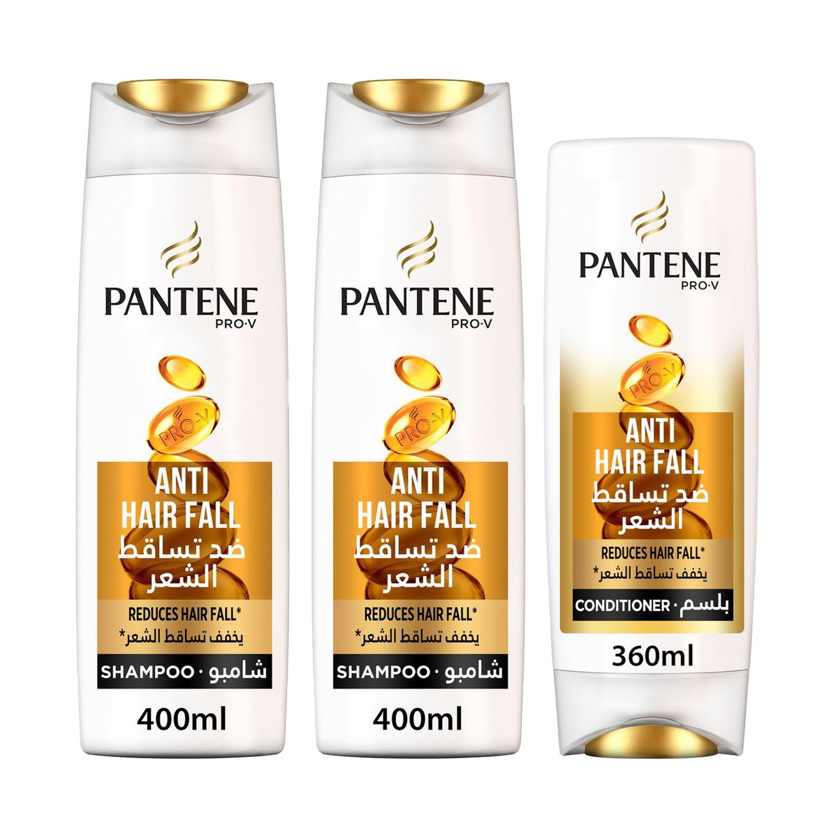 Pantene Anti-Hair Fall Shampoo 2 x 400 ml + Conditioner 360 ml