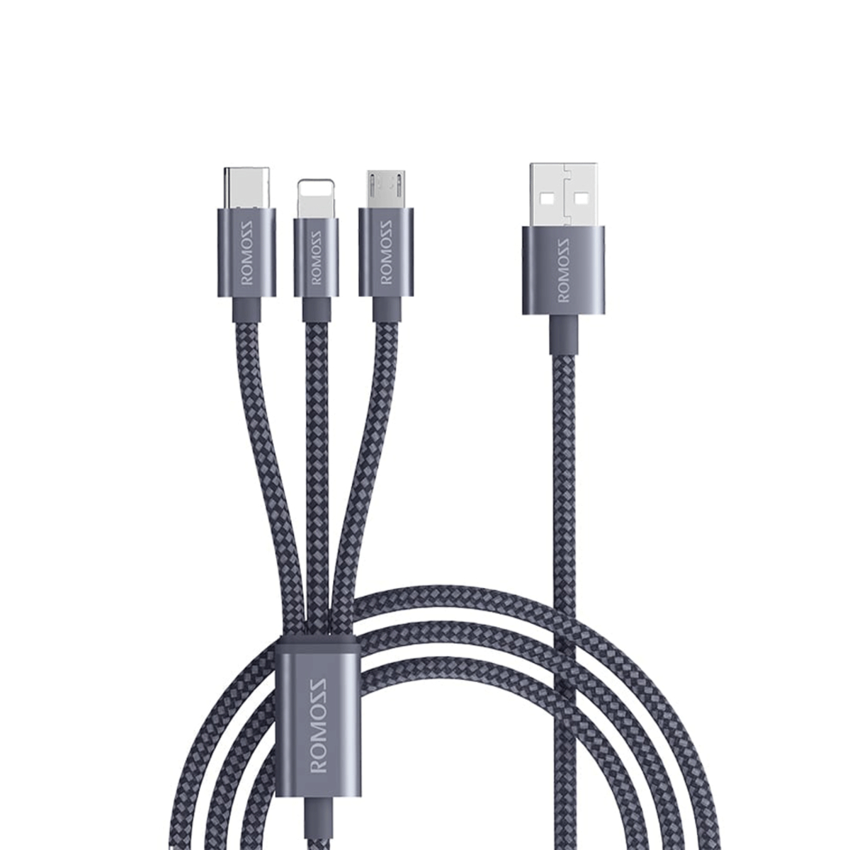 Romoss 3 in 1 Micro USB Type C Cable, Space Gray