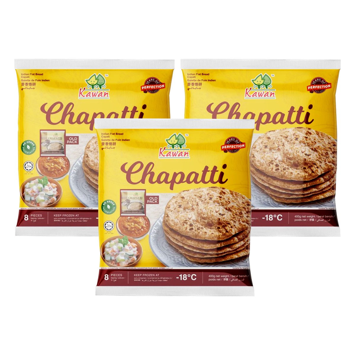 Kawan Frozen Chapatti Value Pack 8 pcs 3 x 400 g