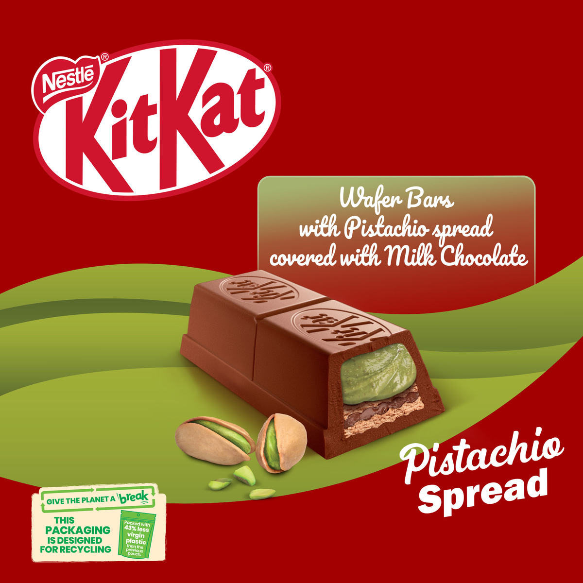 Nestle KitKat Pistachio Spread Mini Moments Chocolate, 6 pcs, 100.8 g