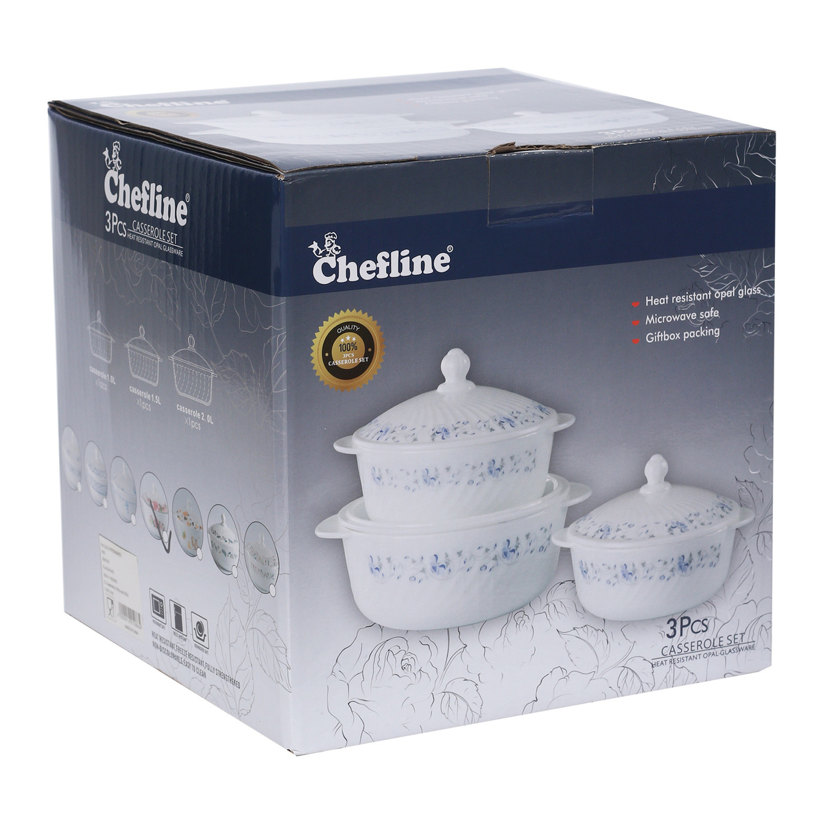 Chefline Casserole With Lid 3Pieces set XSG3