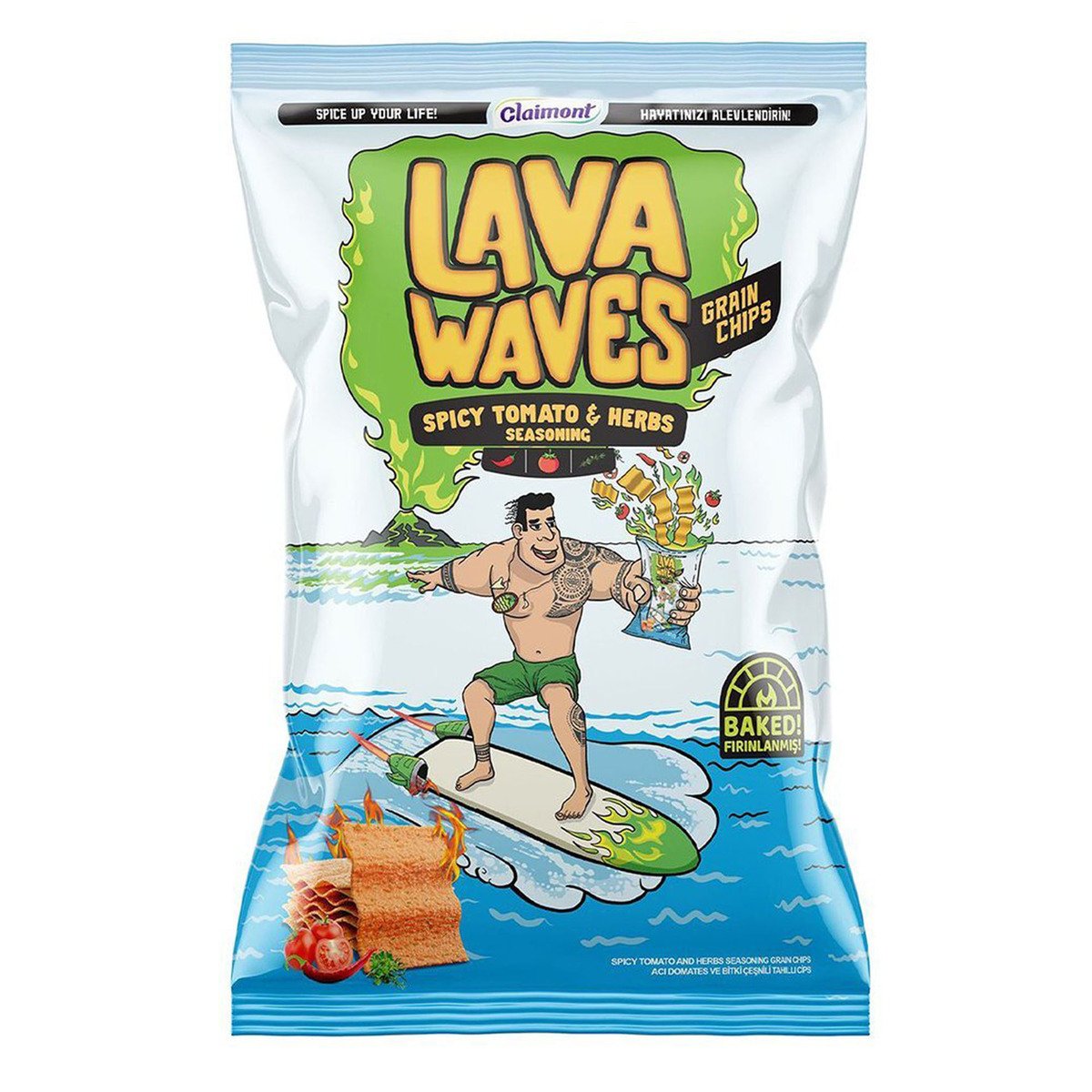 Claimont Lava Waves Spicy Tomato & Herbs Grain Chips 80 g