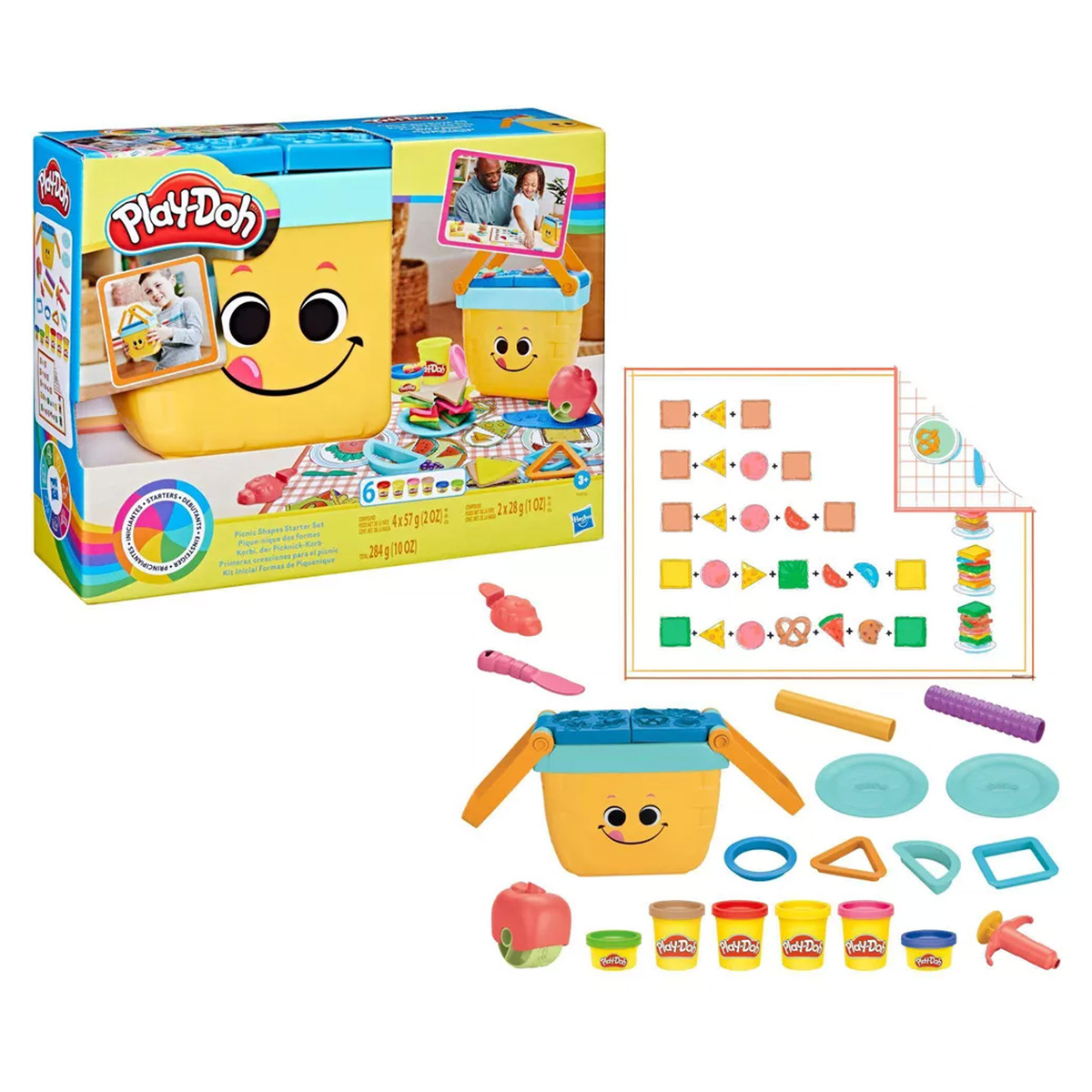 Playdoh Picnic Shapes Starter Set Art And Crafts Activity Toy for Kids, F6916