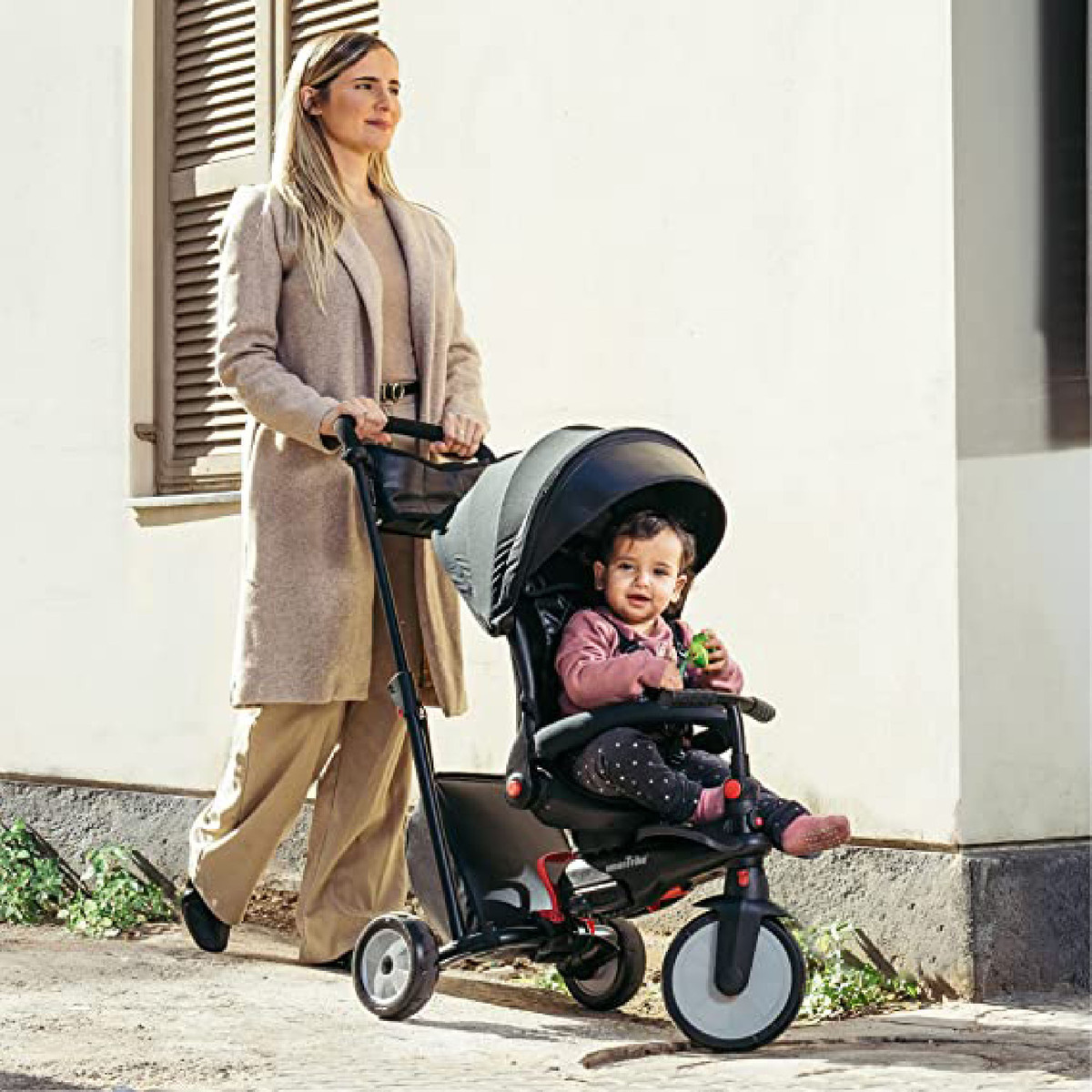 Smart Trike Fold Tricycle Stroller, For 6 months+ with 5 Point Harness, Black, 5501100