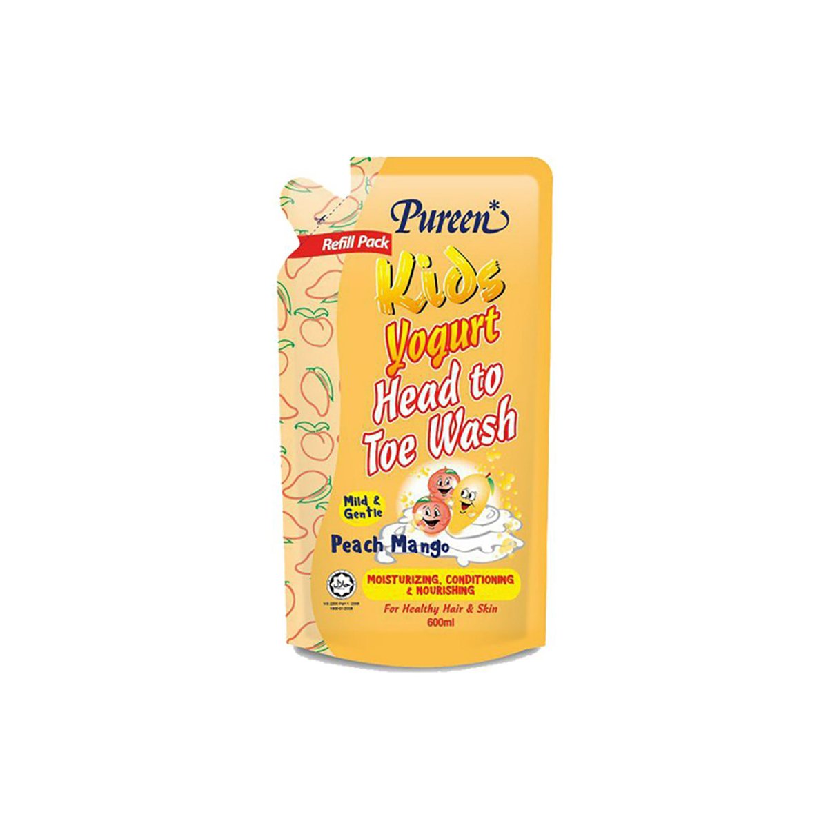 Pureen Kids Yogurt Head Toe Wash Peach Mango 600ml