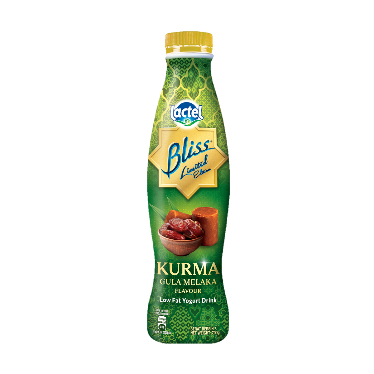 Nestle Lactel Bliss Low Fat Yogurt Drink Kurma Gula Melaka 700g