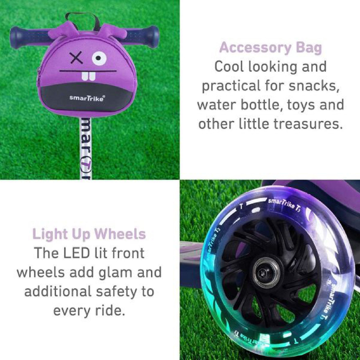 Smart Trike T-Scooter T3 with Safety Gear, Purple, 2000501