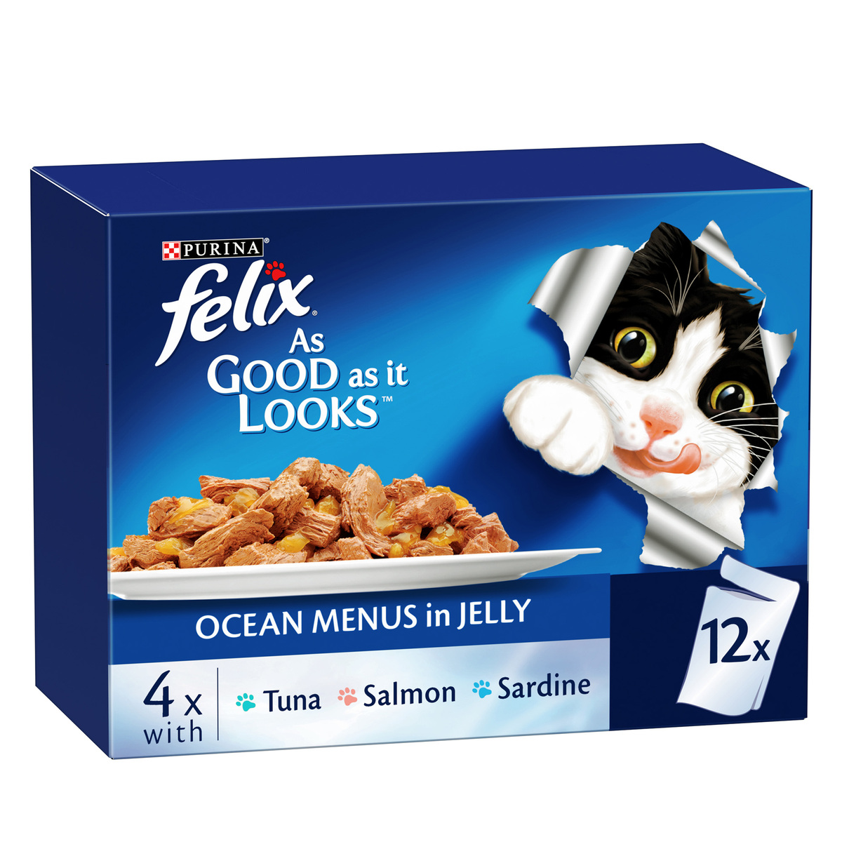 Purina Felix As Good As It Looks Ocean Menus In Jelly ( Tuna, Salmon, Sardine ) 12 x 85 g