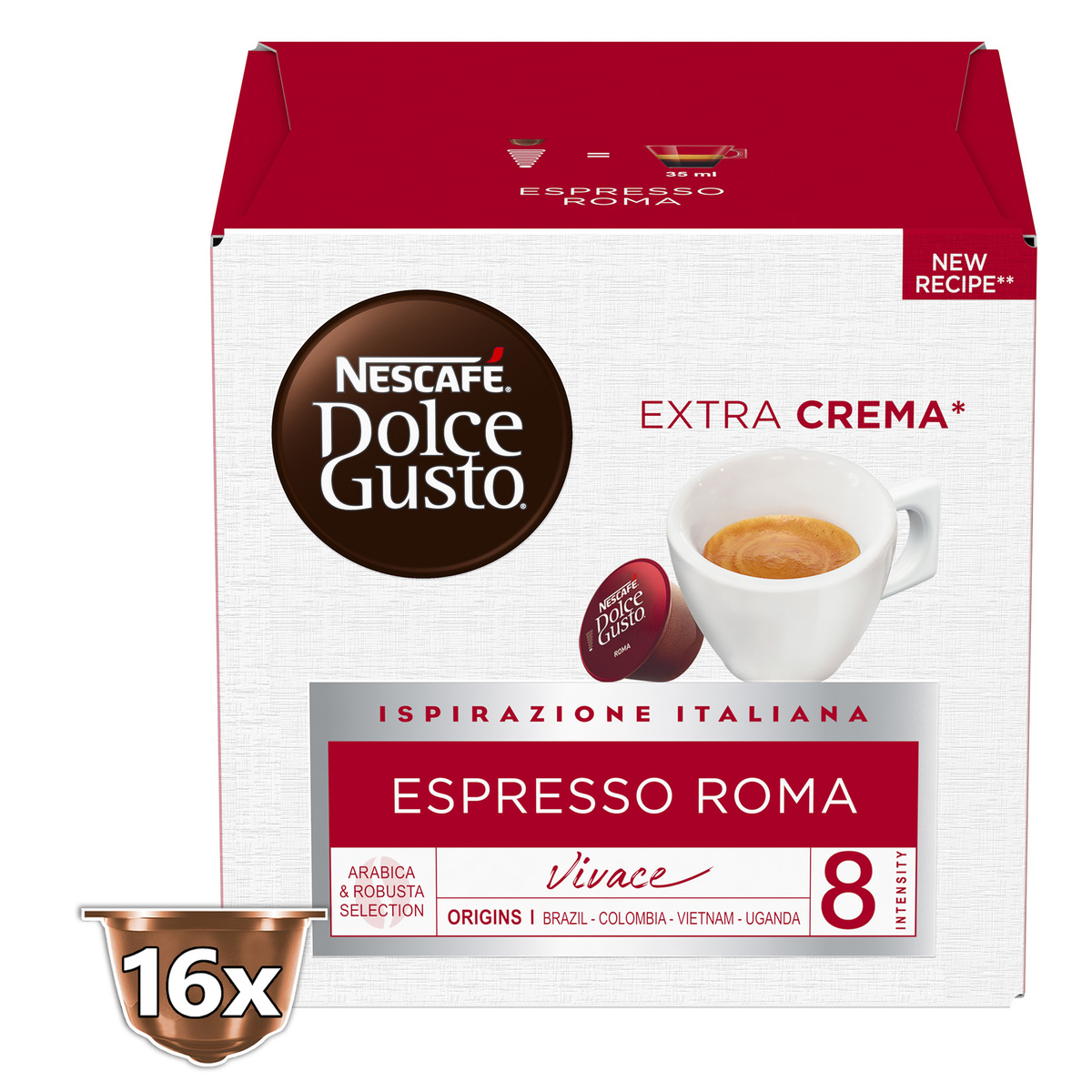 Buy Nescafe Dolce Gusto Extra Crema Espresso Roma Coffee Capsules 16 pcs 99.2 g Online at Best Price | Coffee Capsules | Lulu Kuwait in Kuwait