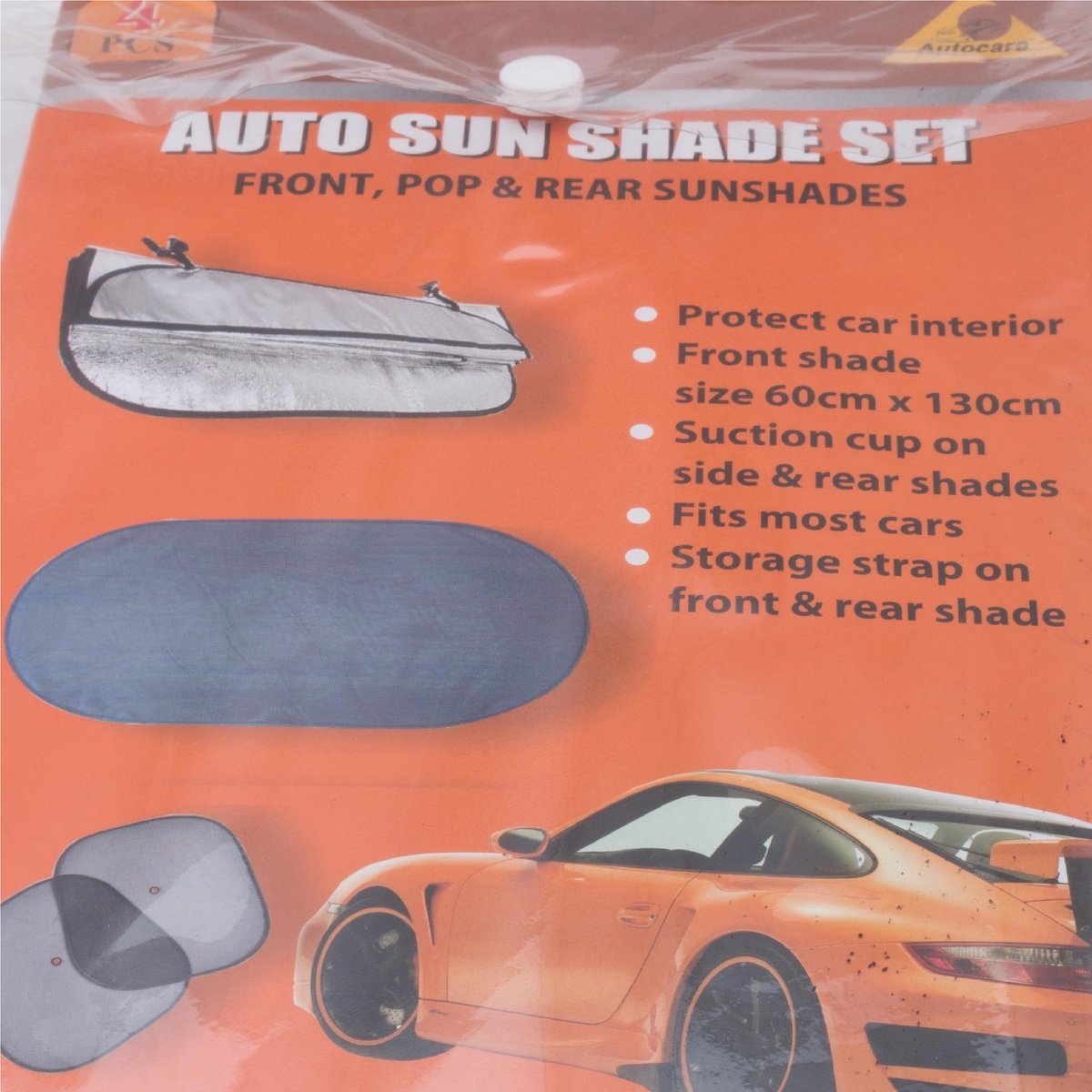 Auto Care Silver Sun Shade 60cm x 130cm + Side 2Pcs + Rear Shade 001