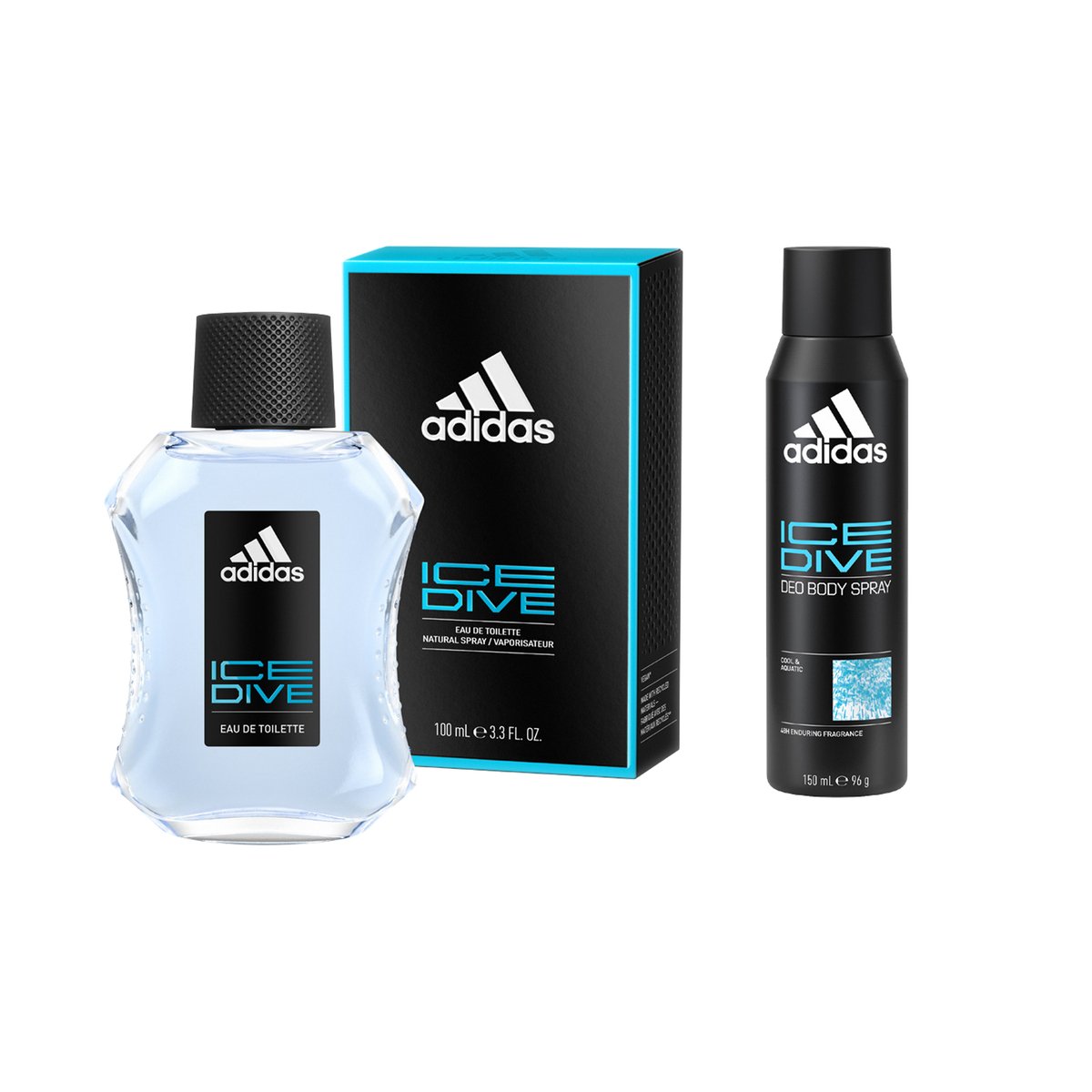 Adidas EDT Ice Dive 100 ml + Deo Body Spray For Men 150 ml