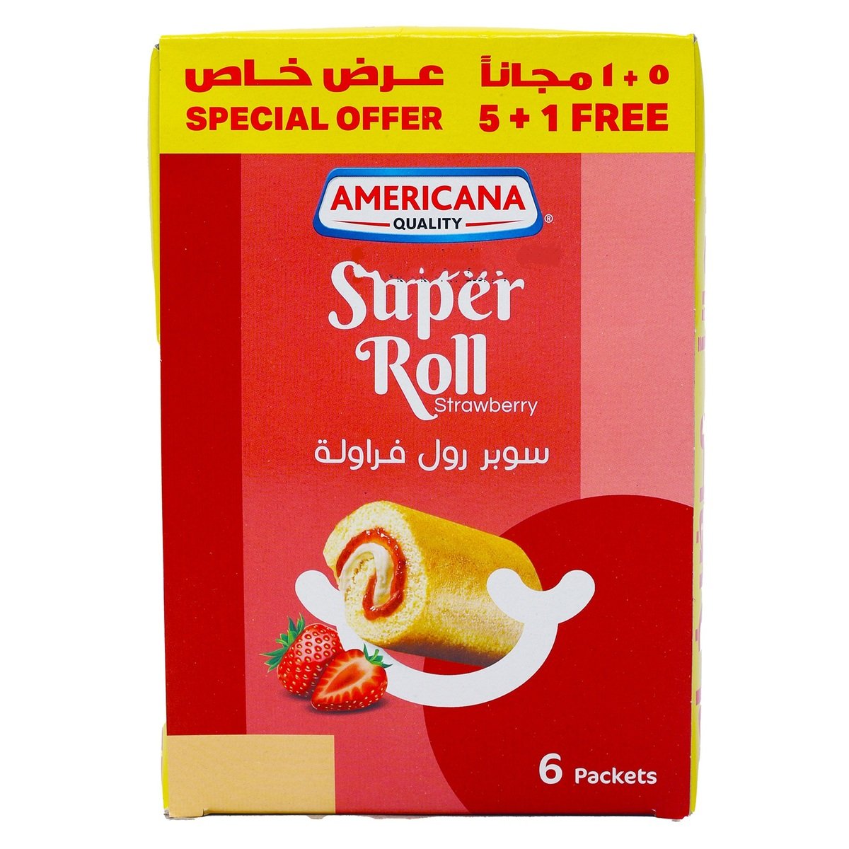 Americana Super Roll Strawberry Cake 6 x 60 g