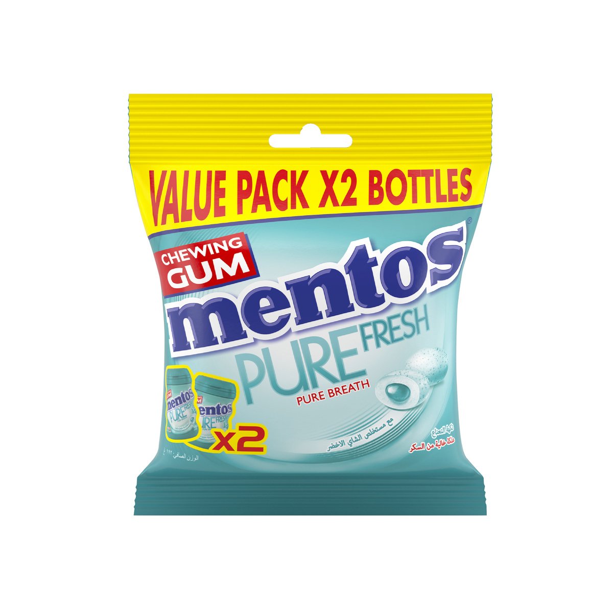 Mentos Pure Fresh Sugar Free Chewing Gum Wintergreen Flavour 2 x 56 g