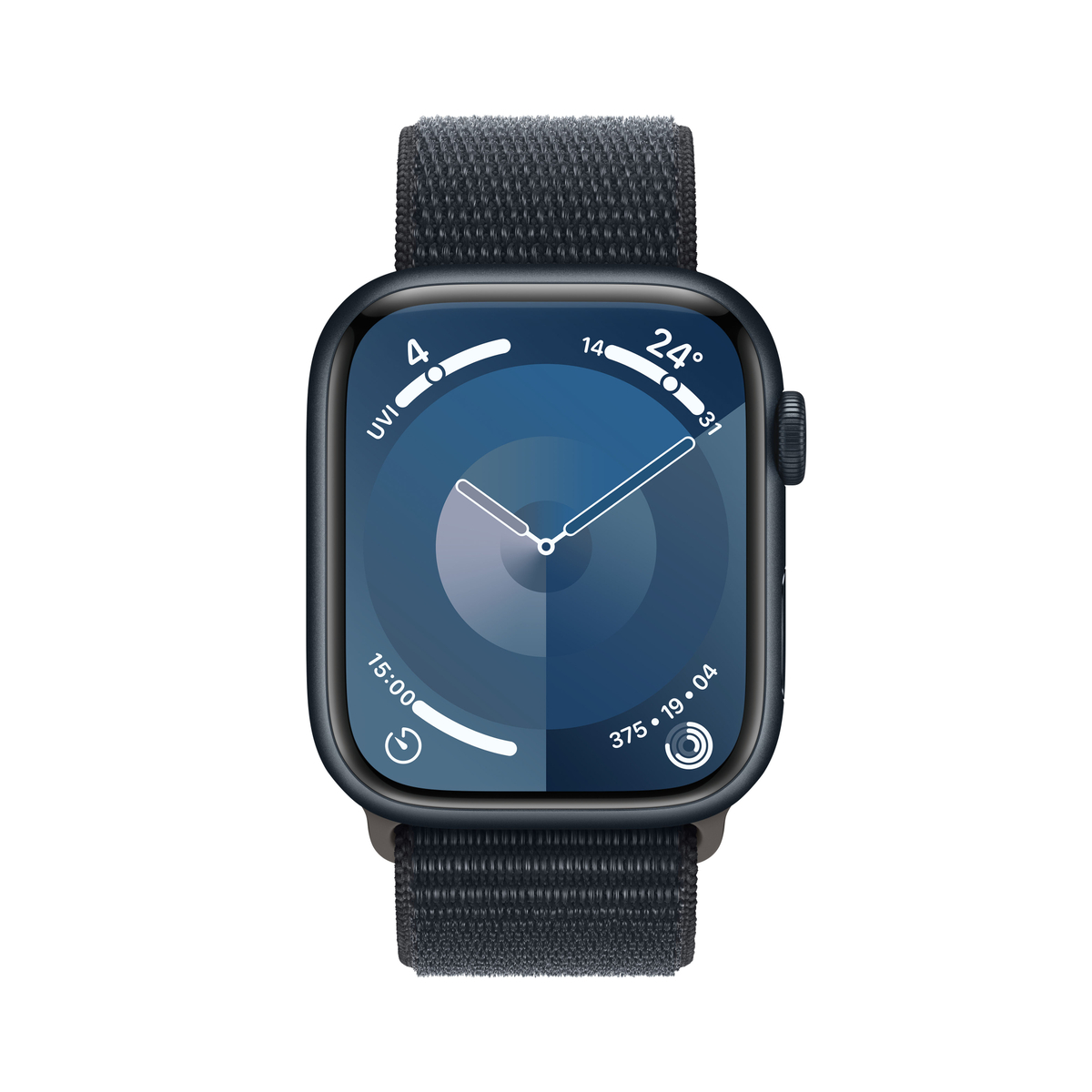 Apple Watch Series 9 GPS + Cellular, Midnight Aluminium Case with Midnight Sport Loop, 41 mm, MRHU3QA/A