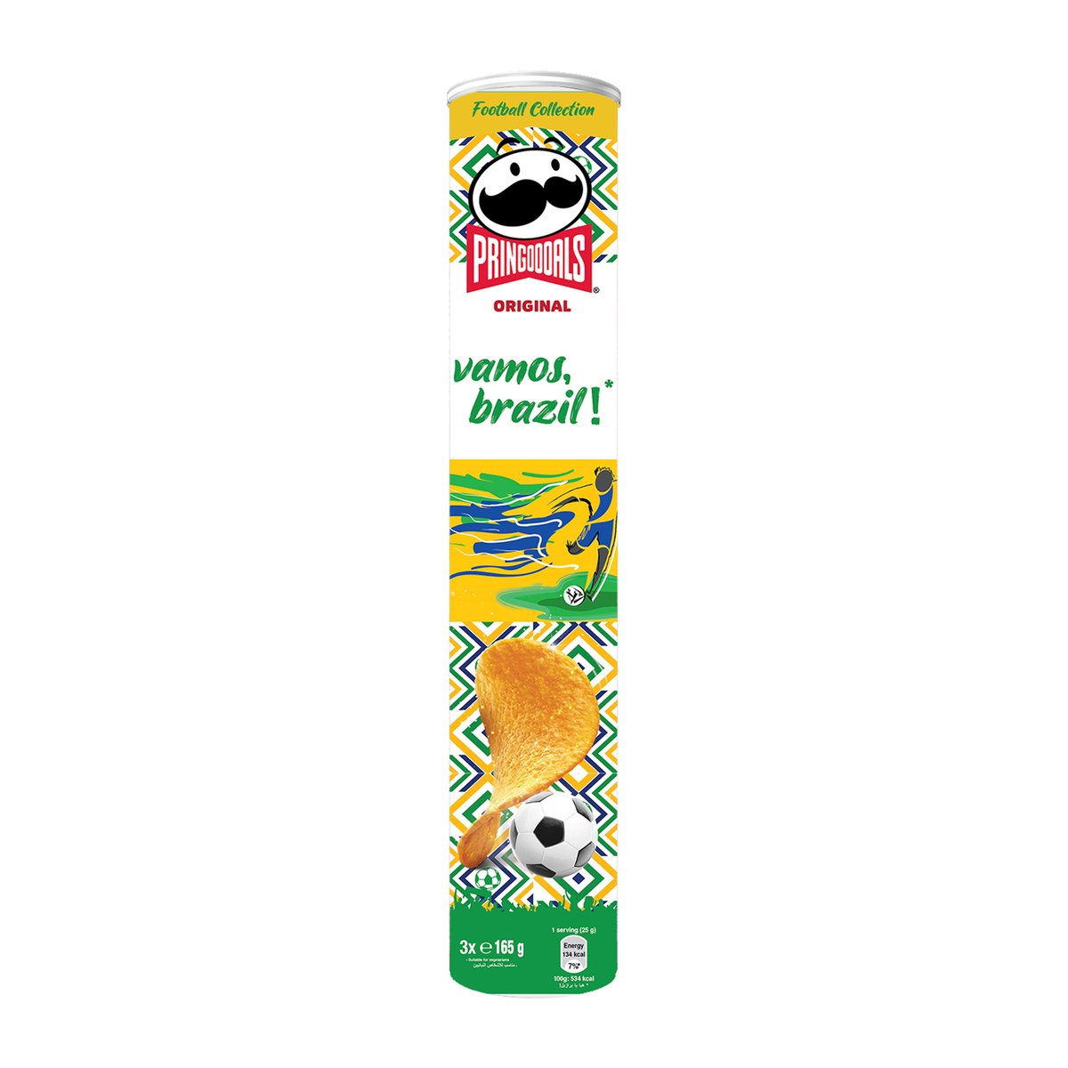 برينجلز رقائق البطاطس الأصلية لفيفا - كأس العالم البرازيل 3 × 165 جم