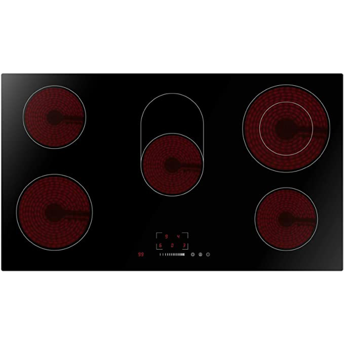 Midea Built-in Ceramic Electric Hob With 5 Burners, 90 x 52 cm, Black, MCHV848