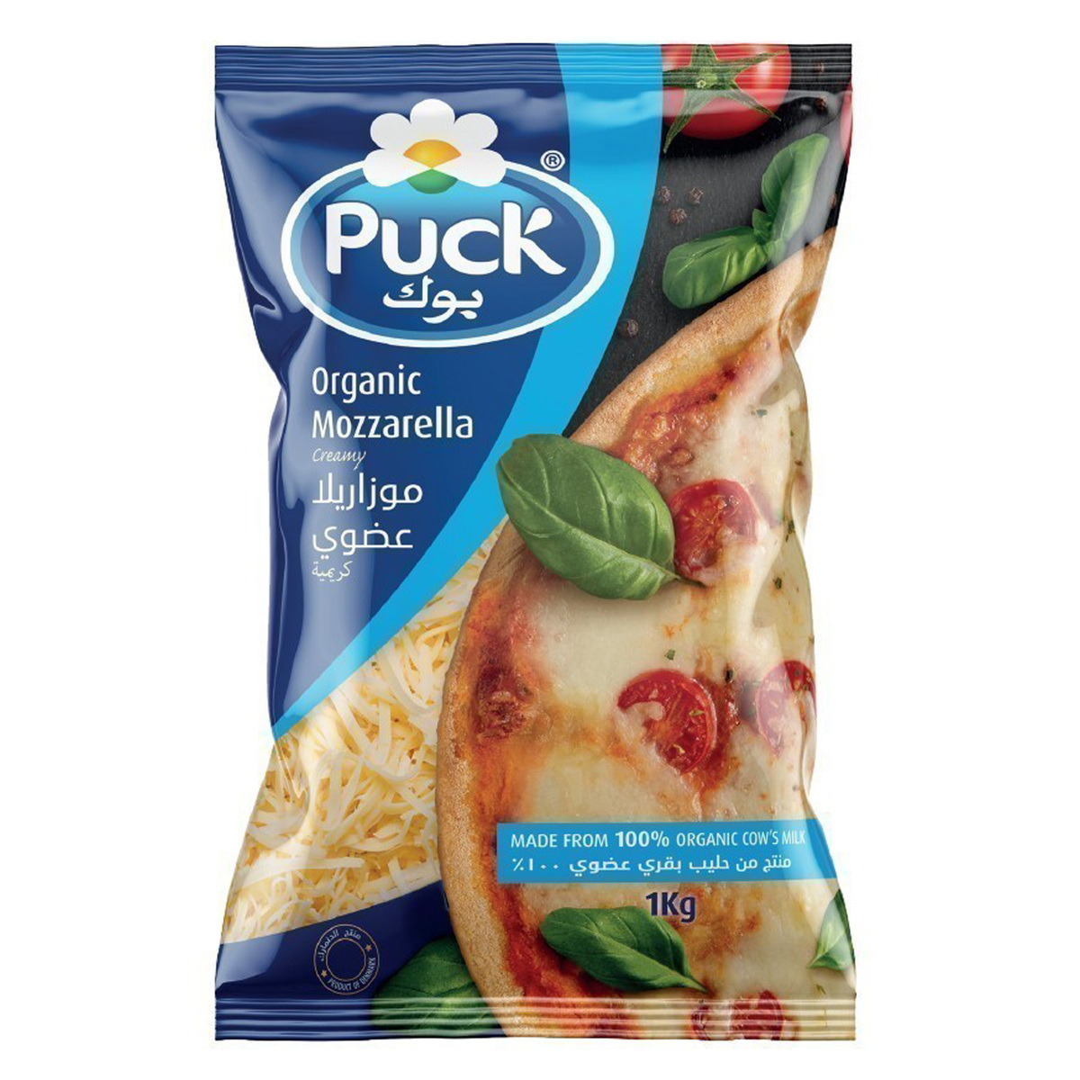 Puck Shredded Organic Mozzarella Cheese 1 kg