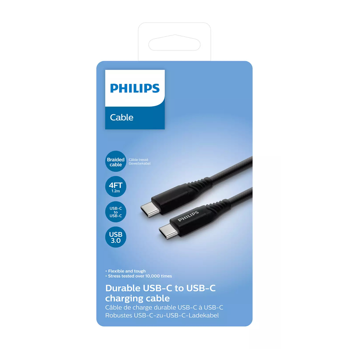 Philips Premium braided USB-C to USB-C Cable, 1.2 m, Black, DLC5204C