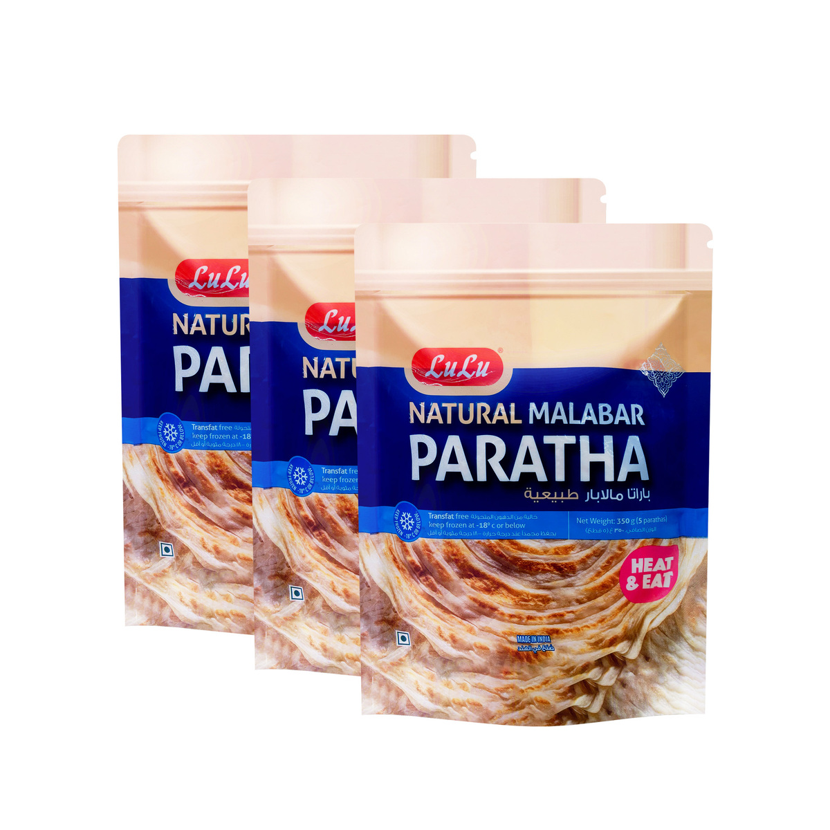 Buy LuLu Natural Malabar Paratha 5 pcs 3 x 350 g Online at Best Price | Frozen Paratha | Lulu UAE in Saudi Arabia