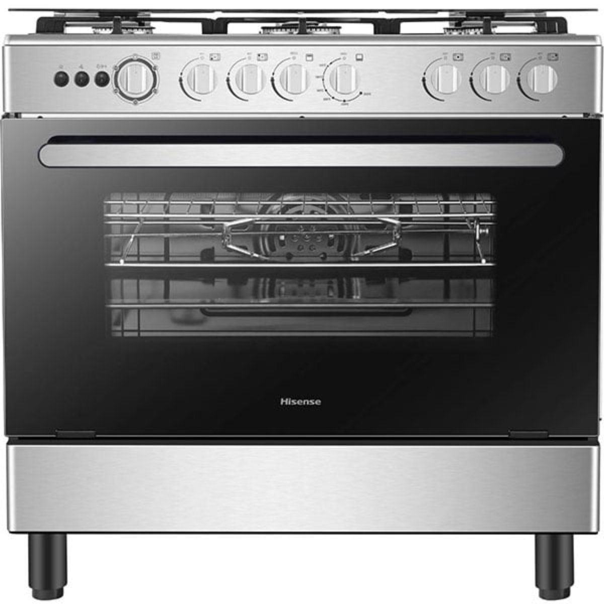 Hisense Free Standing Gas Cooking Range with 5 Gas Hobs, Stainless Steel, HFG90335RX