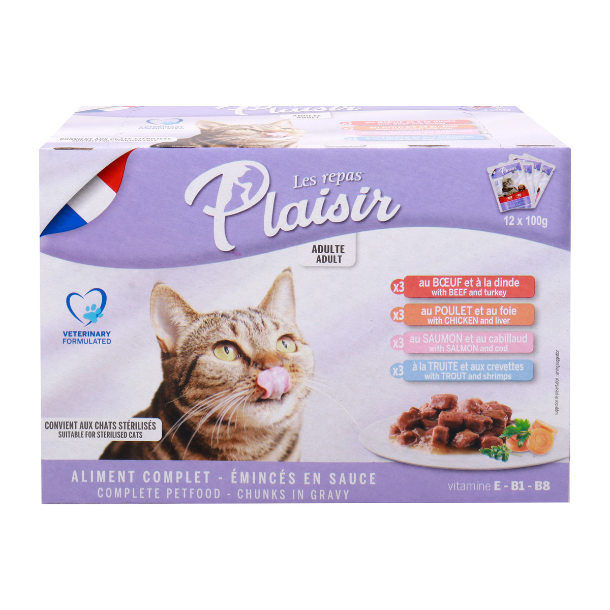 Plaisir Cat Food Chunks In Gravy 12 x 100 g