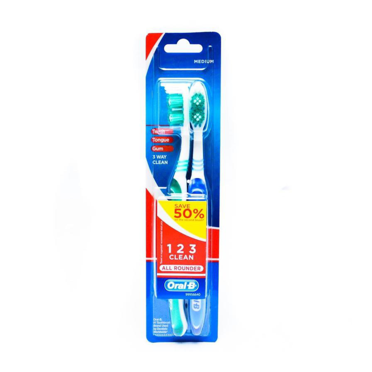 Oral-B Toothbrush All Rounder 123 Clean 40 Medium 2s
