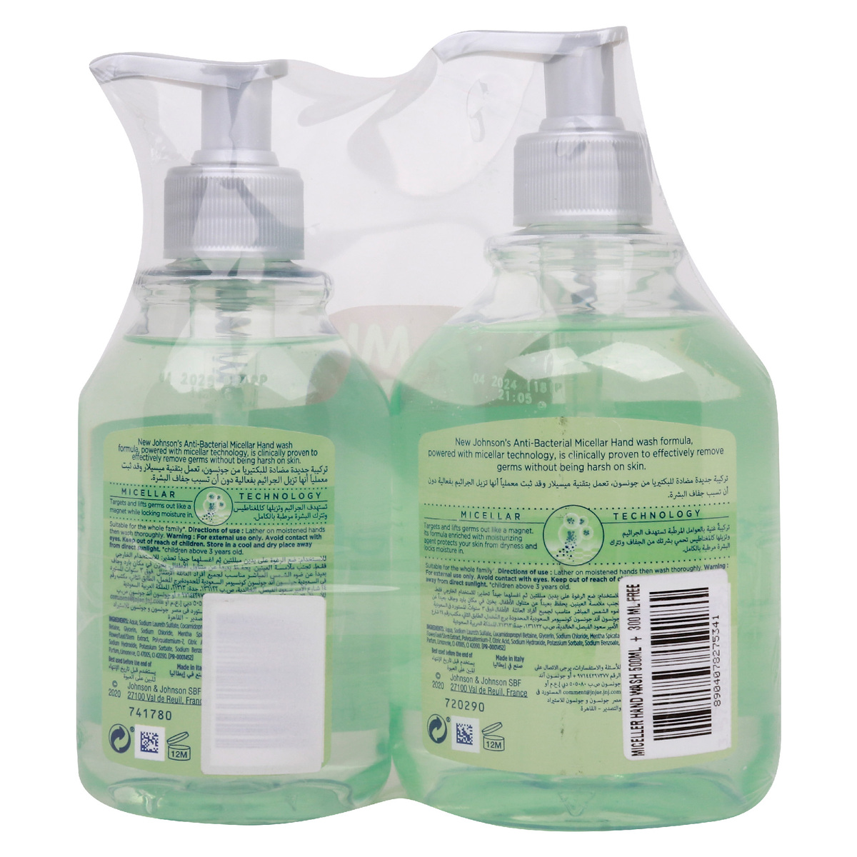 Johnson's Anti-Bacterial Micellar Handwash 500 ml + 300 ml