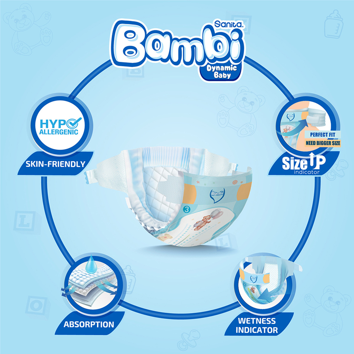 Sanita Bambi Baby Diaper Value Pack Size 3 Medium 6-11kg 36 pcs