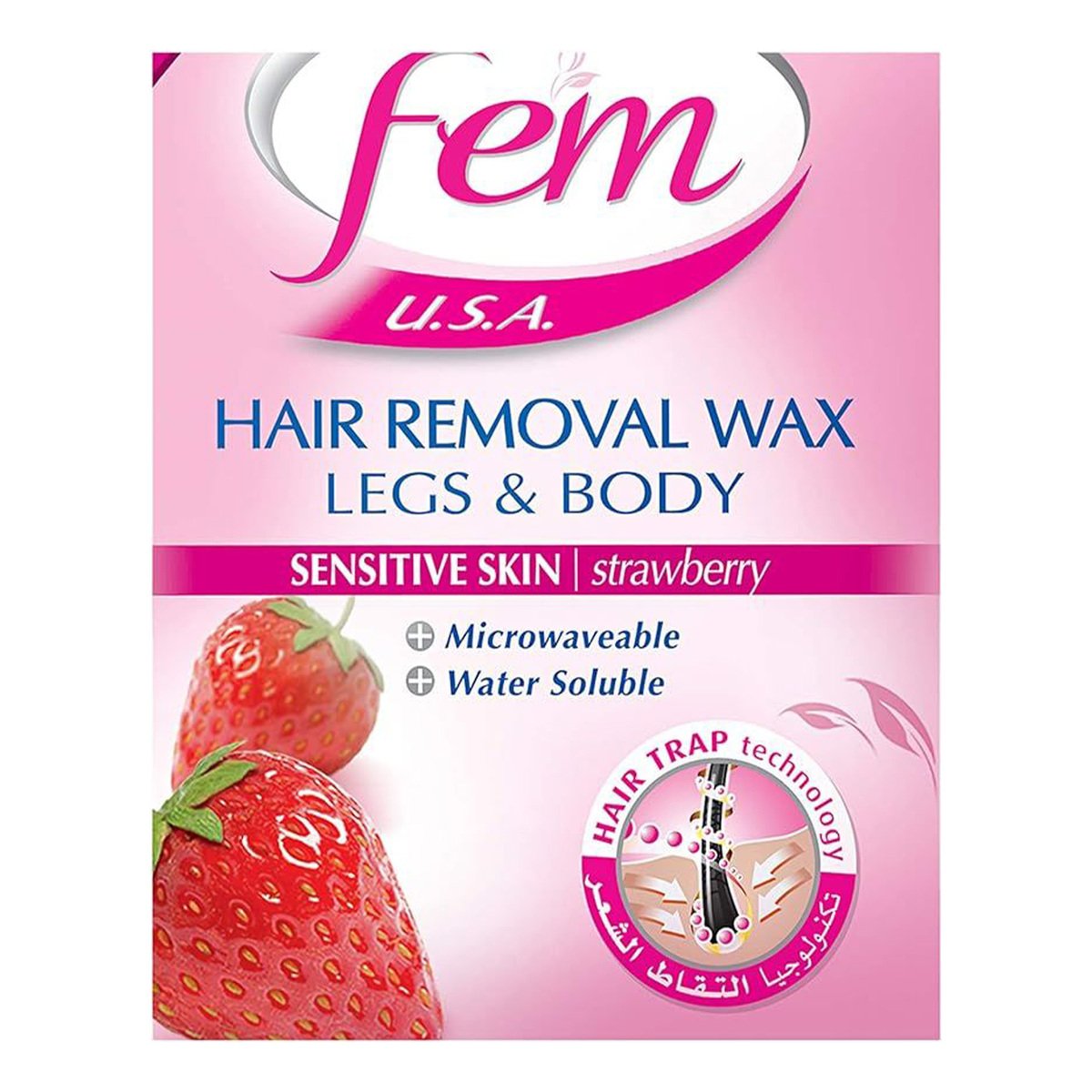 Fem USA Hair Remover Wax Sensitive Skin Strawberry 450 g