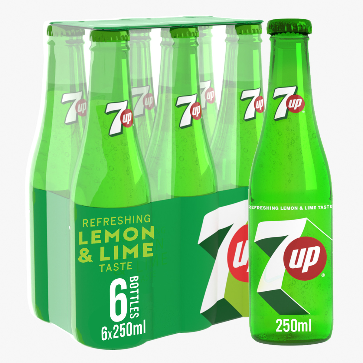 7UP Carbonated Soft Drink Glass Bottle 6 x 250 ml