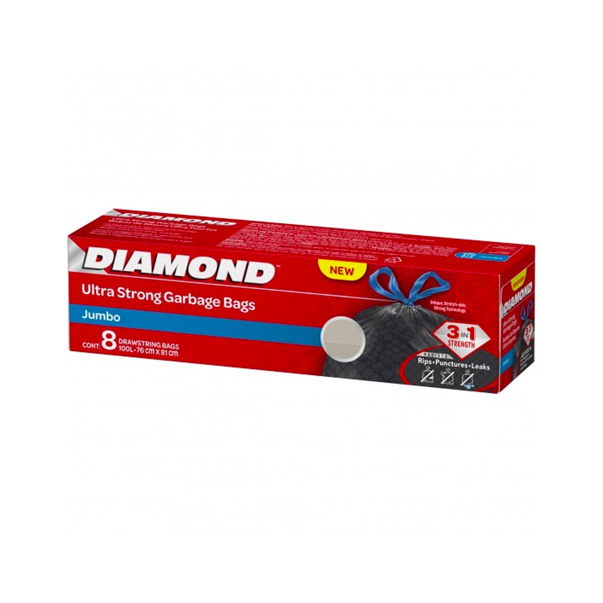 Diamond Ultra Strong Garbage Bags Jumbo 8pcs