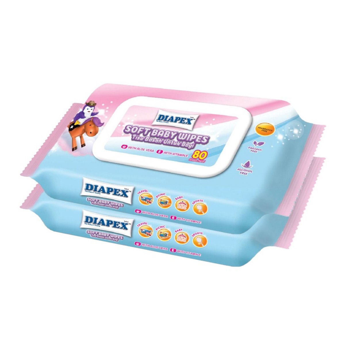 Diapex Soft Baby Wipes 2 x 80's