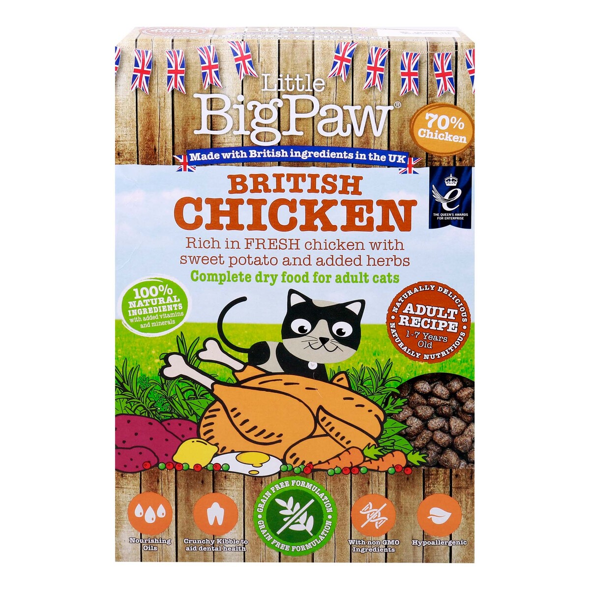 Little BigPaw British Chicken Complete Dry Food for Adult Cats, 375 g