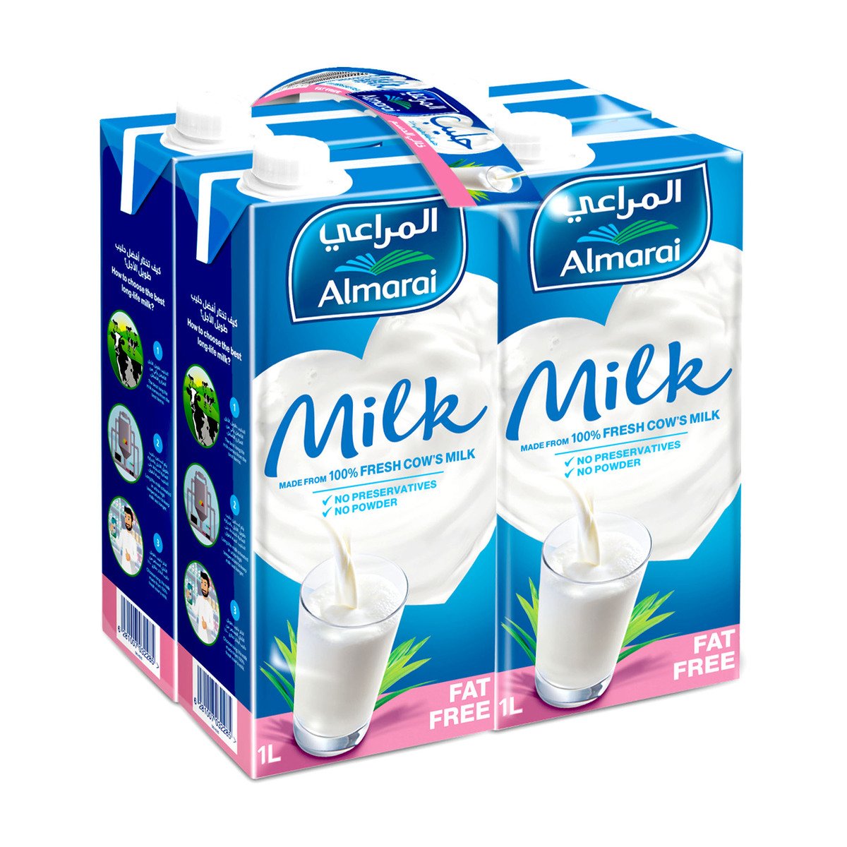 Almarai Fat Free Long Life Milk 4 x 1 Litre