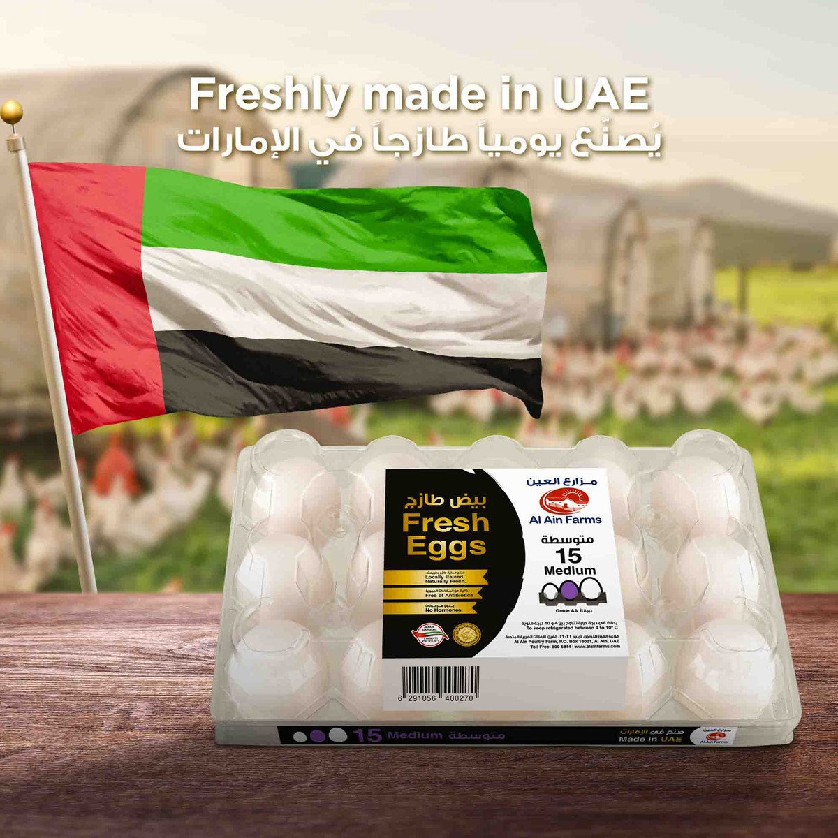 Al Ain White Eggs Medium 15 pcs
