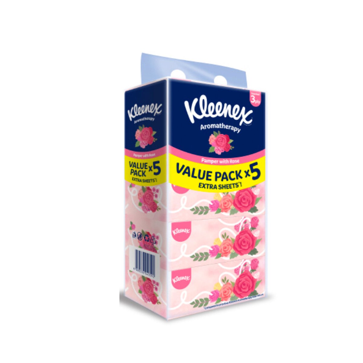 Kleenex Rose Facial Tissue Box 3ply 80's X 5
