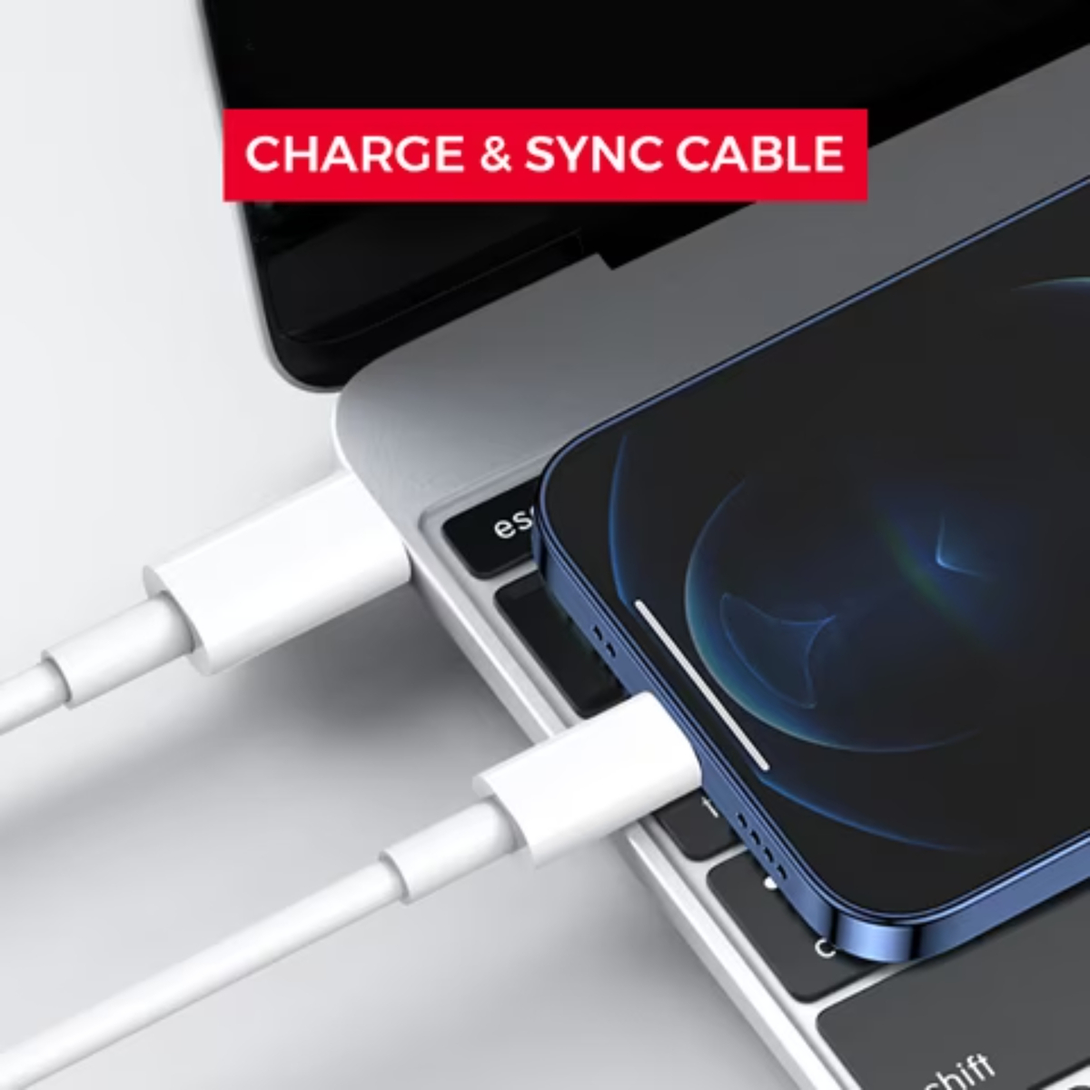 Iends Lightning to Type-C Charge and Data Sync Cable, White, IE-CA875