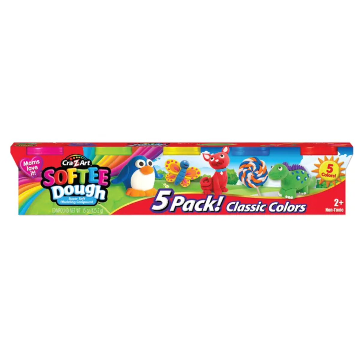 Cra-Z-Art Softee Dough Super Soft Modeling Compound, Classic Colors, 5 Pk, Multicolour