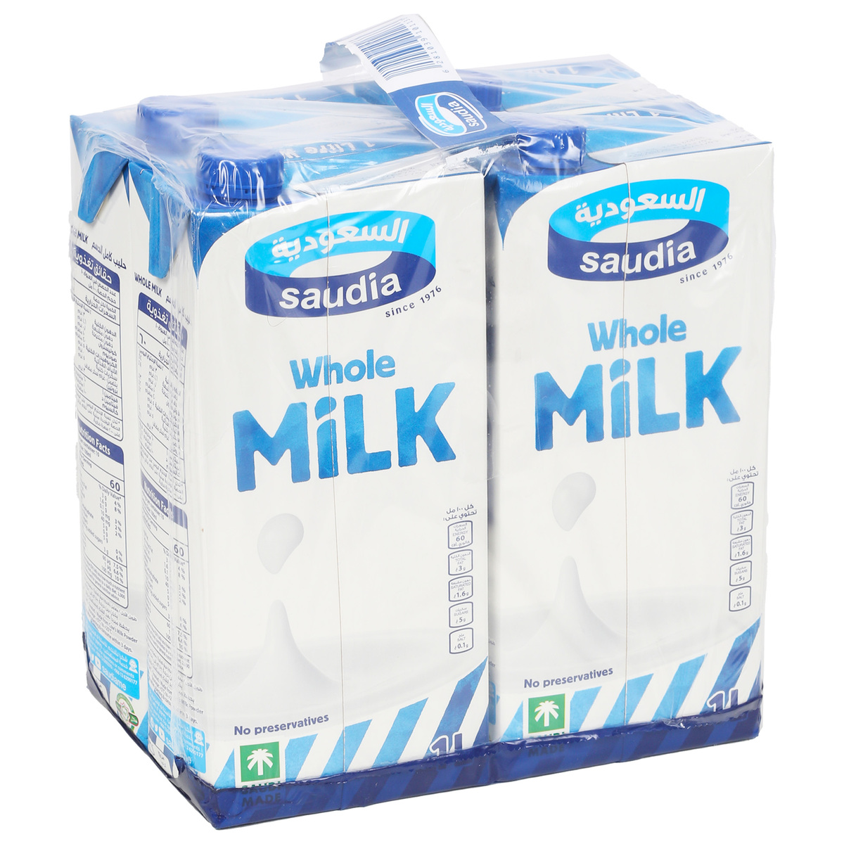Saudia UHT Whole Milk 12 x 1 Litre