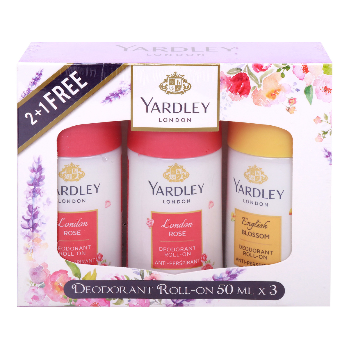Yardley Anti-Perspirant Roll-On, 3 x 50 ml