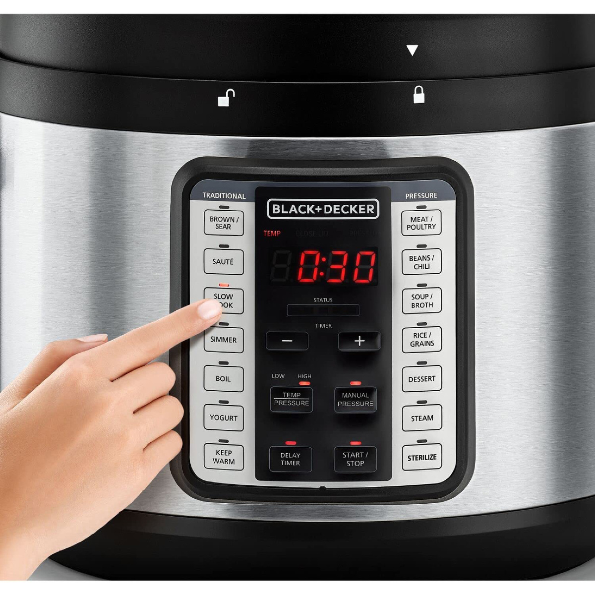 Black+Decker Multi Cooker, 10 L, 1350 W With Stainless-Steel Housing, Aluminium, PCP1000B6