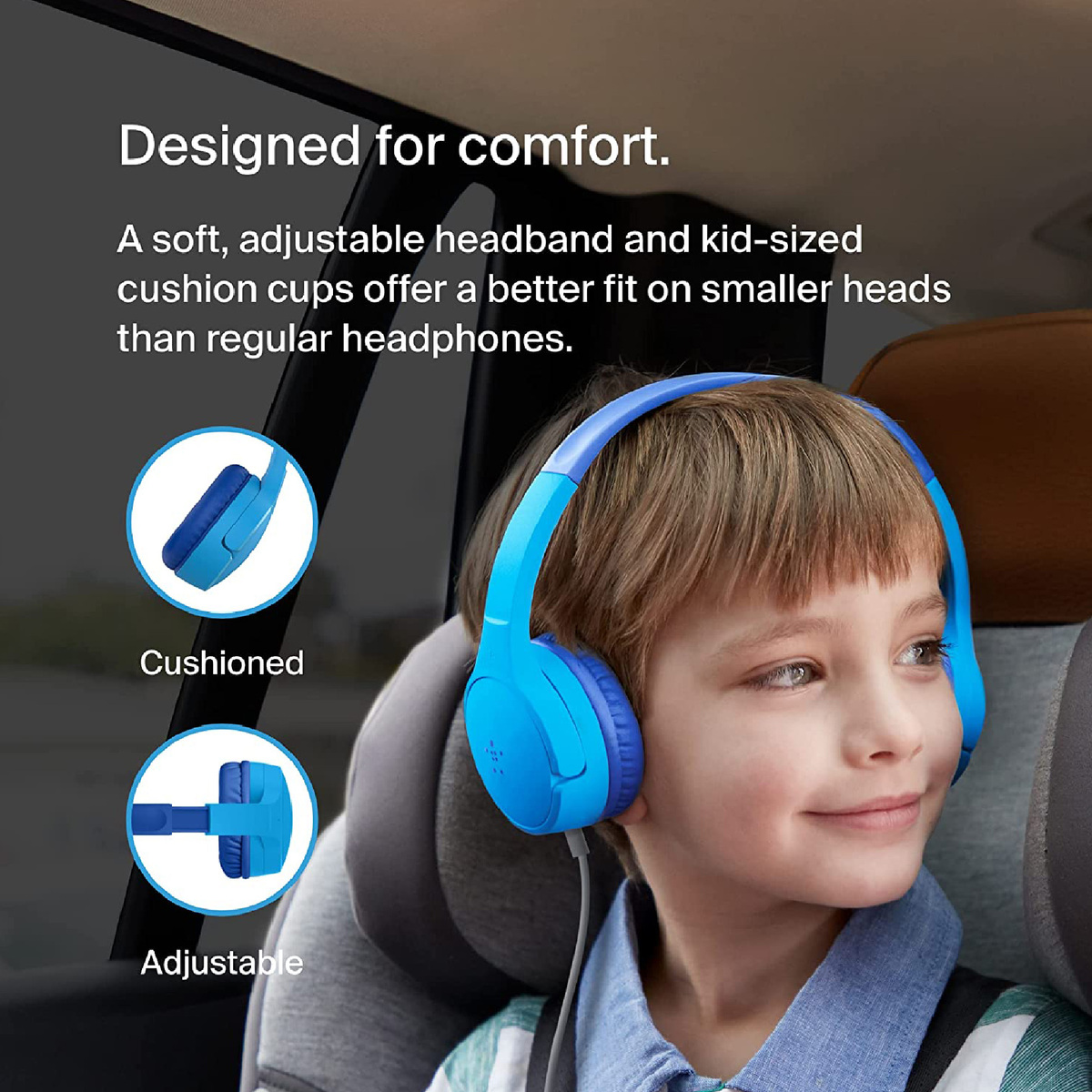 بيلكين سماعات اذن لاسلكية صغيرة للأطفال (AUD004) ازرق